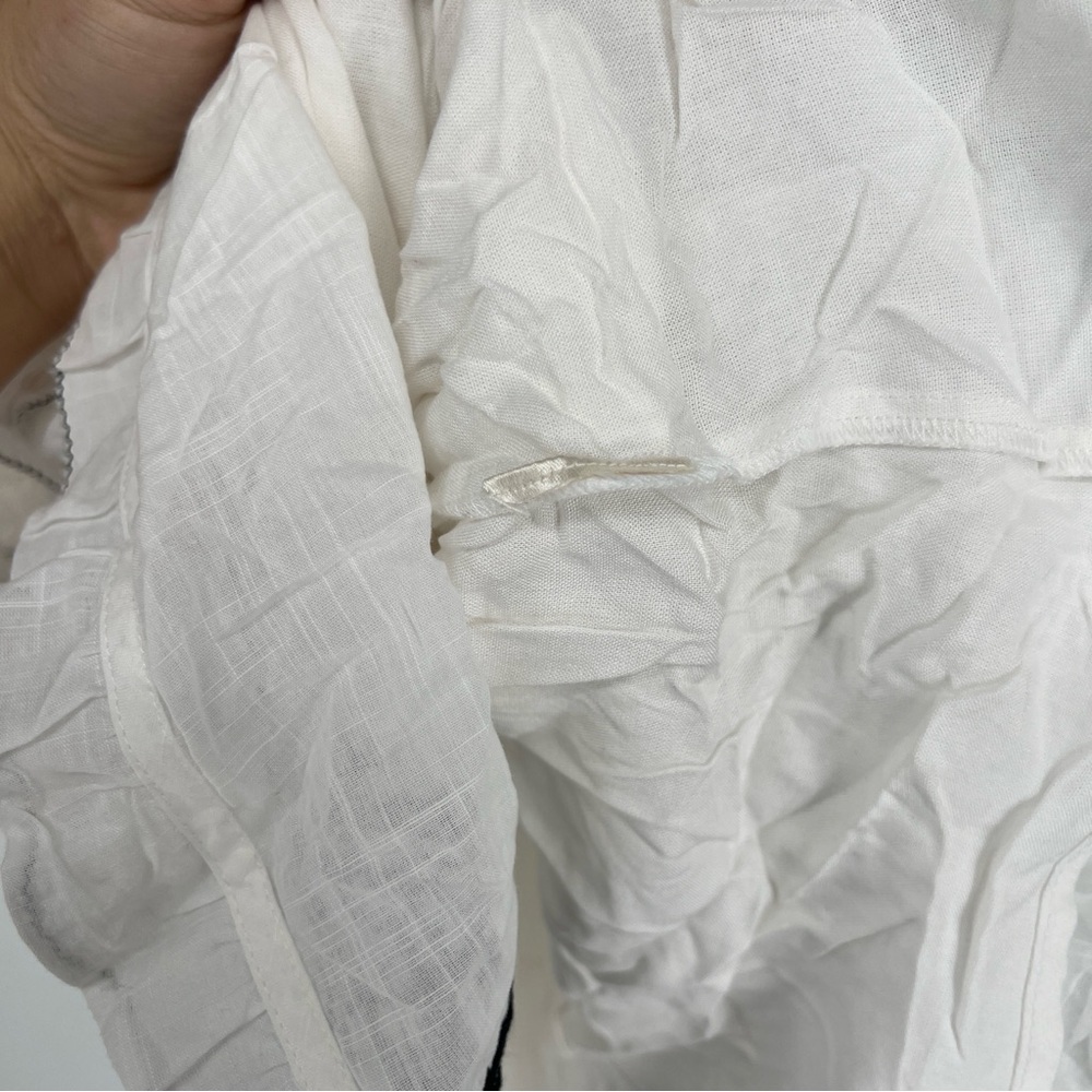 Anthropologie White Black Floral Lace Ruffled Button Down Bohemian Mini Dress S - Picture 6 of 7